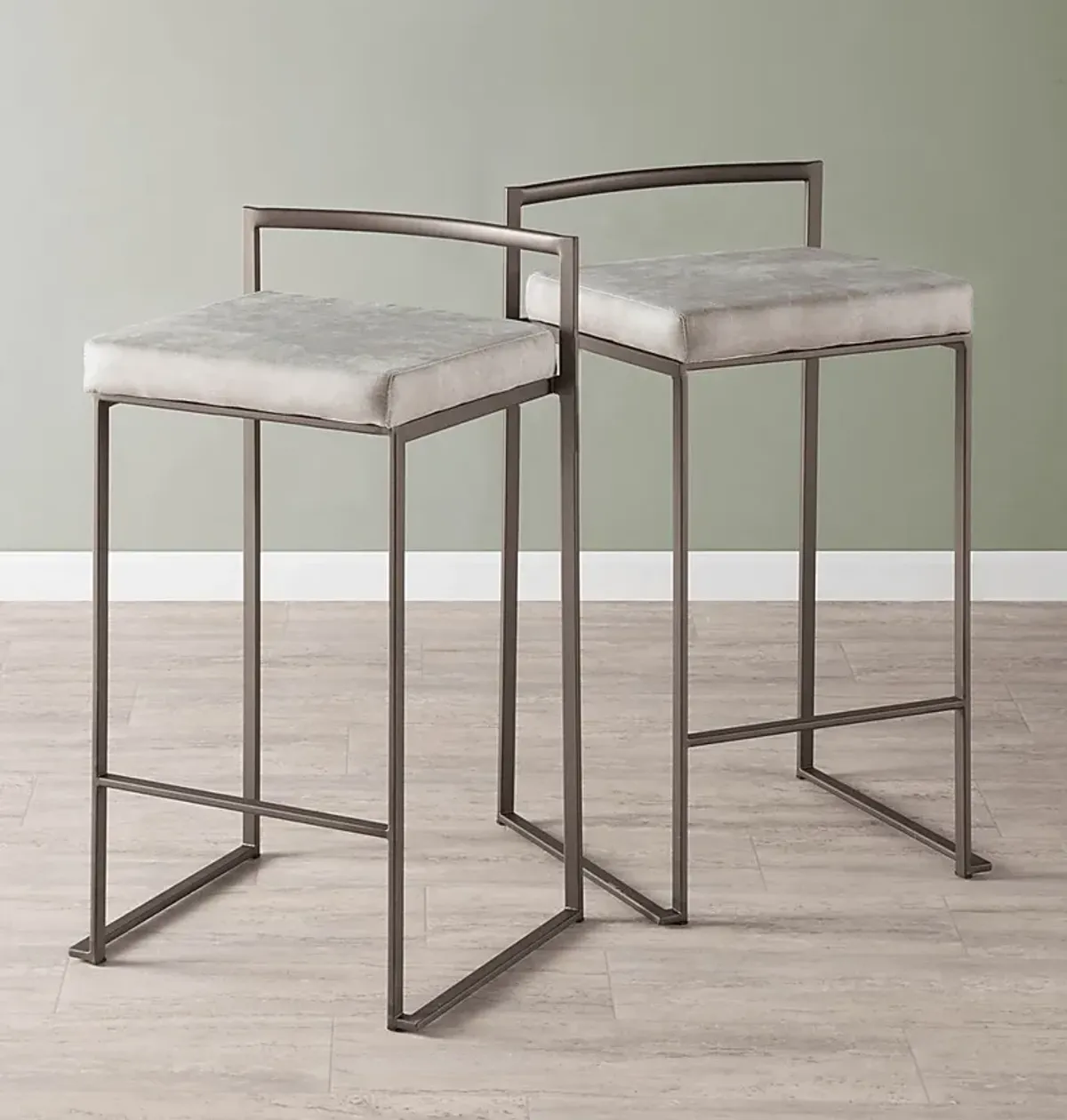 Birdlake I Light Grey Counter Height Stool, Set of 2