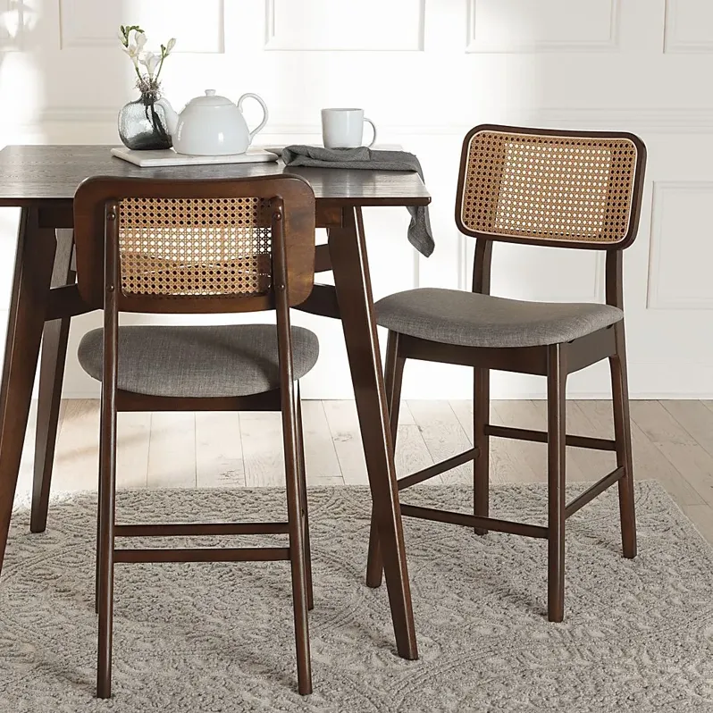 Ballardvale Walnut Brown Counter Stool, Set of 2