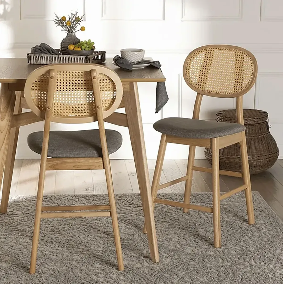 Alonesos Light Brown Counter Stool, Set of 2