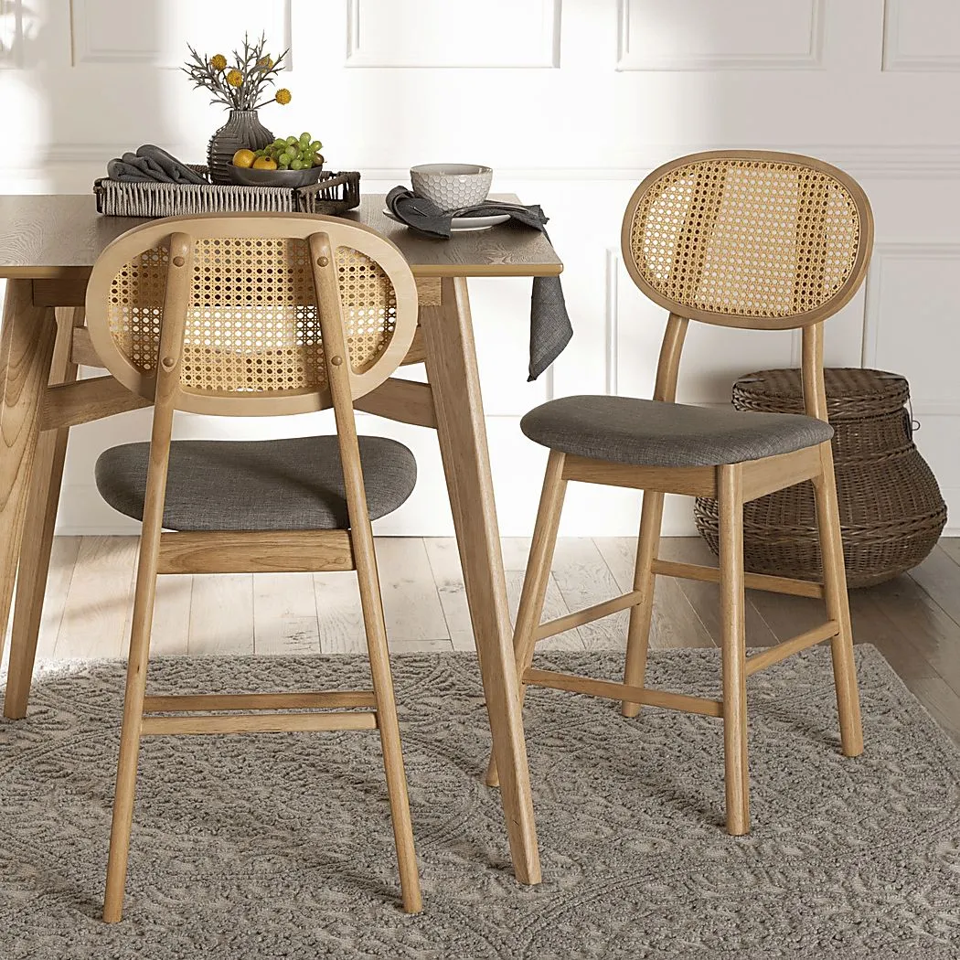 Alonesos Light Brown Counter Stool, Set of 2