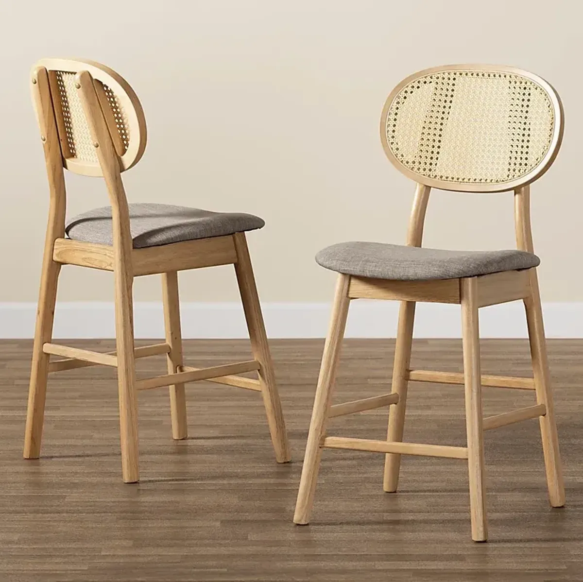 Alonesos Light Brown Counter Stool, Set of 2