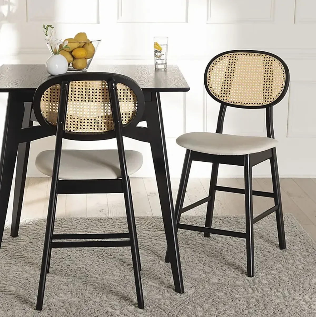 Alonesos Black Counter Stool, Set of 2