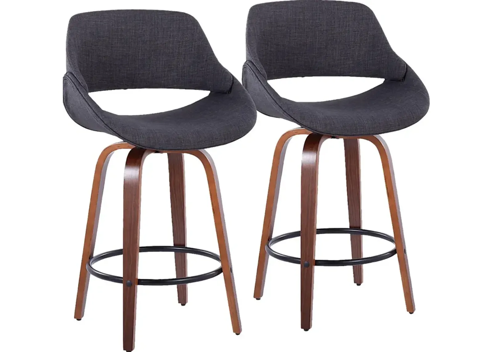 Inaran I Charcoal Swivel Counter Height Stool, Set of 2