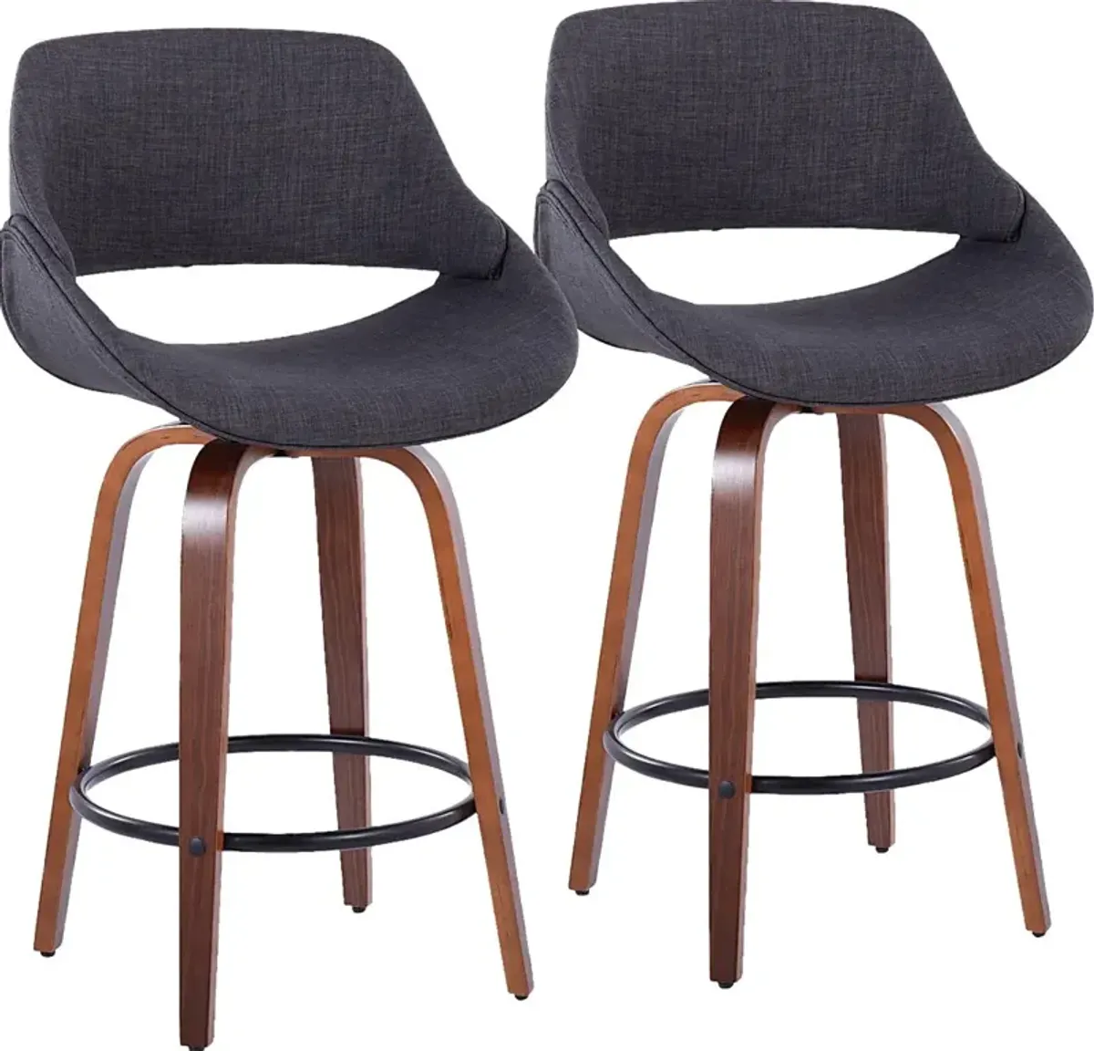 Inaran I Charcoal Swivel Counter Height Stool, Set of 2