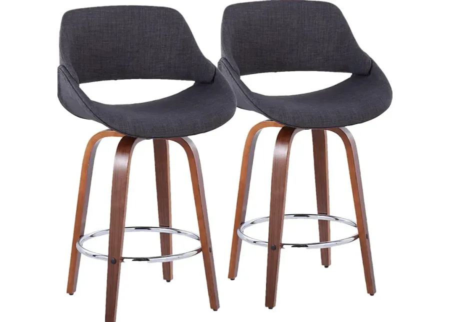 Inaran II Charcoal  Swivel Counter Height Stool, Set of 2