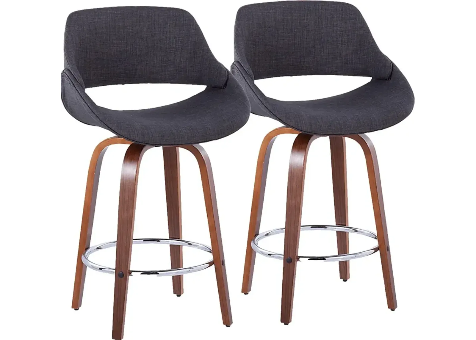 Inaran II Charcoal  Swivel Counter Height Stool, Set of 2