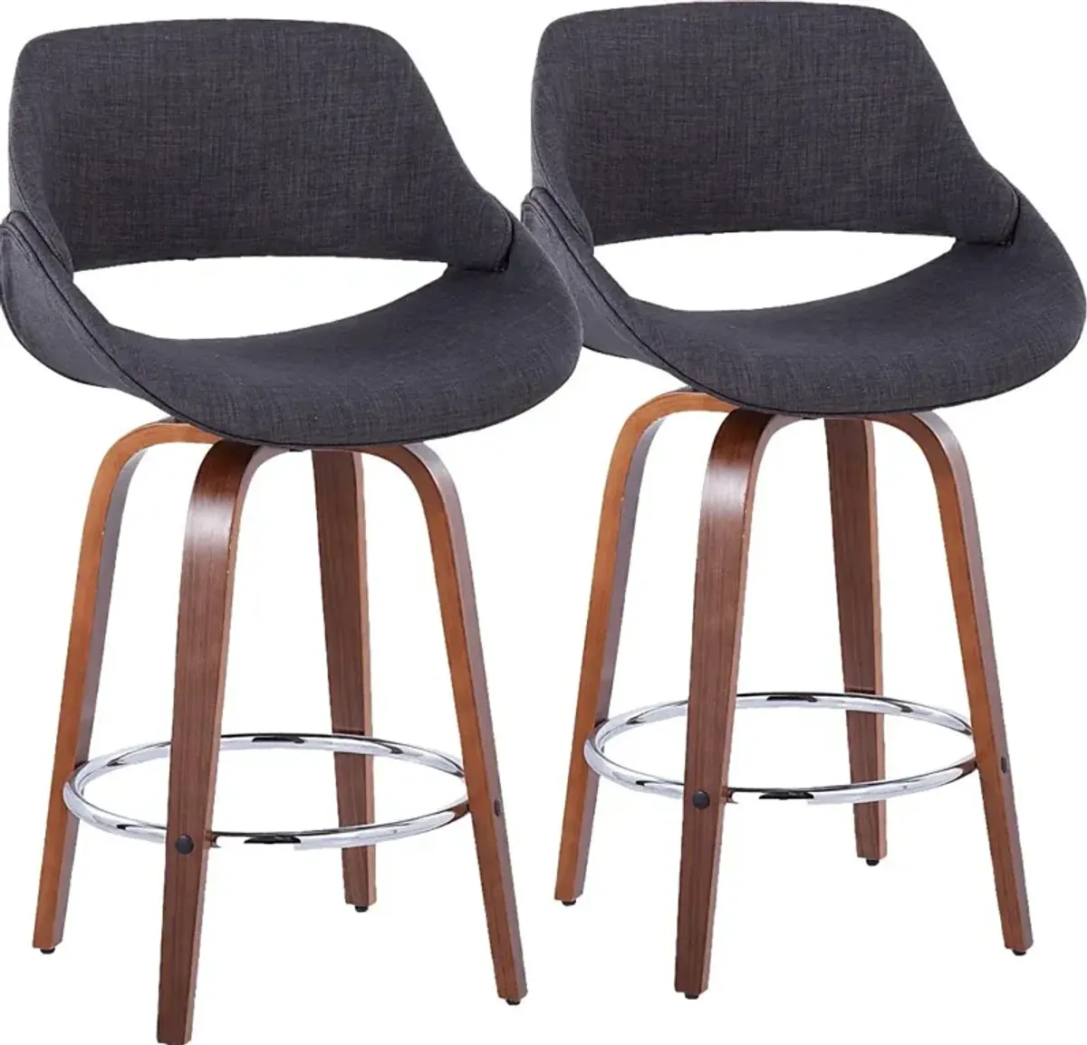 Inaran II Charcoal  Swivel Counter Height Stool, Set of 2