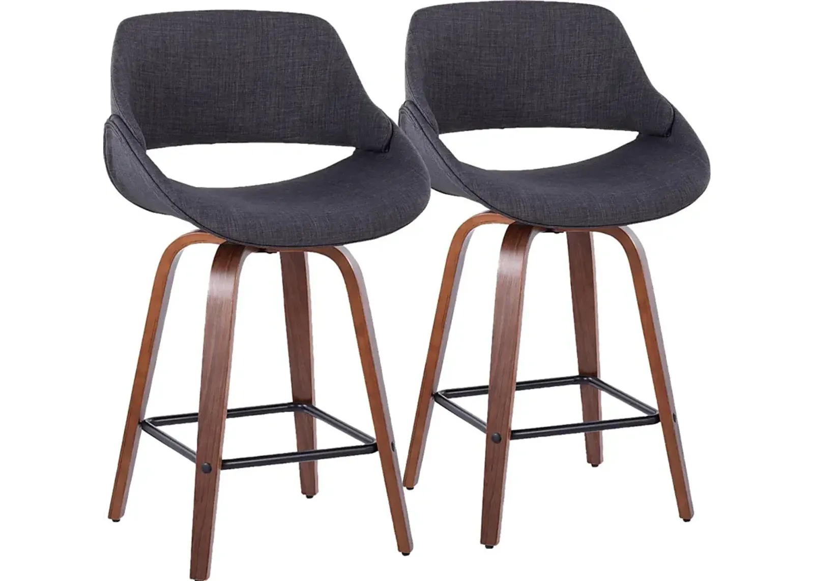 Inaran III Charcoal Swivel Counter Height Stool, Set of 2