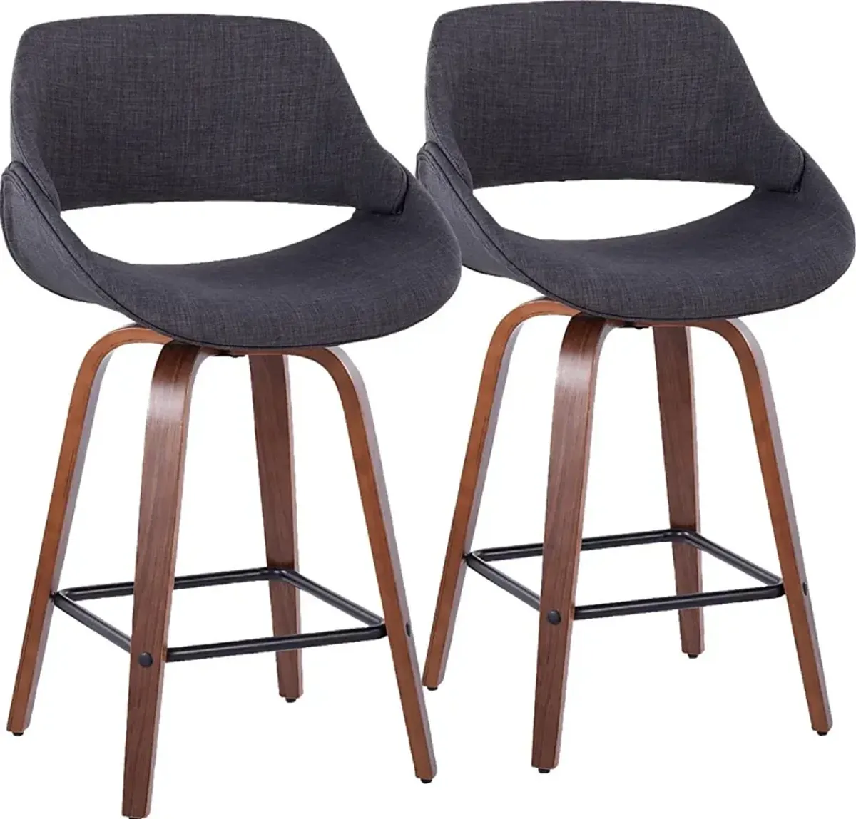 Inaran III Charcoal Swivel Counter Height Stool, Set of 2