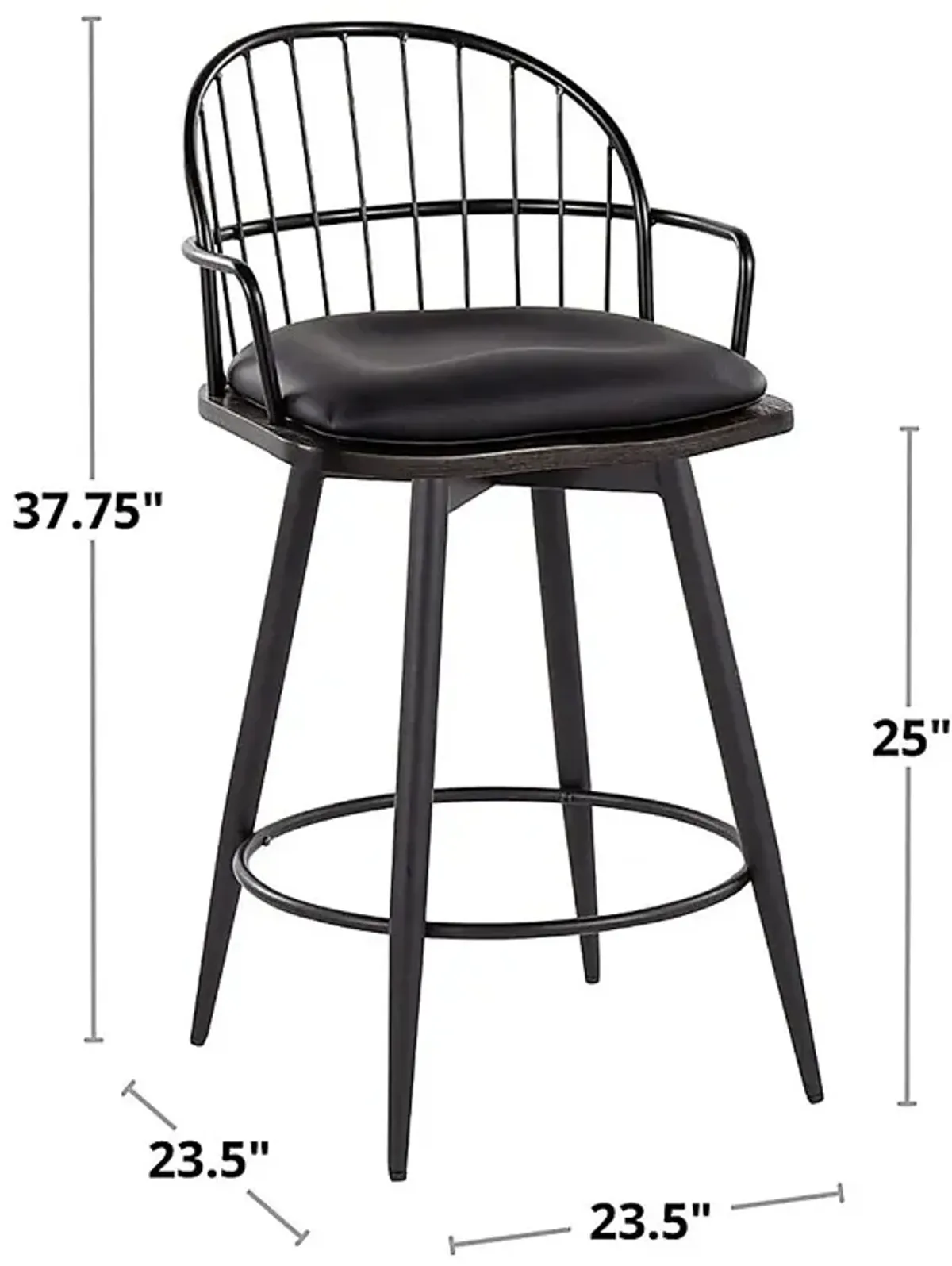 Charlias II Black Swivel Counter Height Stool, Set of 2