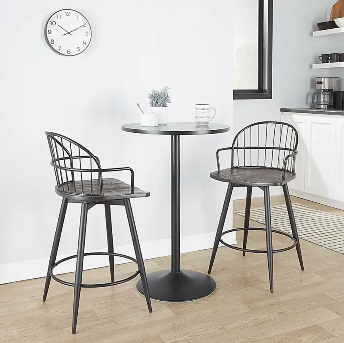 Charlias II Black Swivel Counter Height Stool, Set of 2