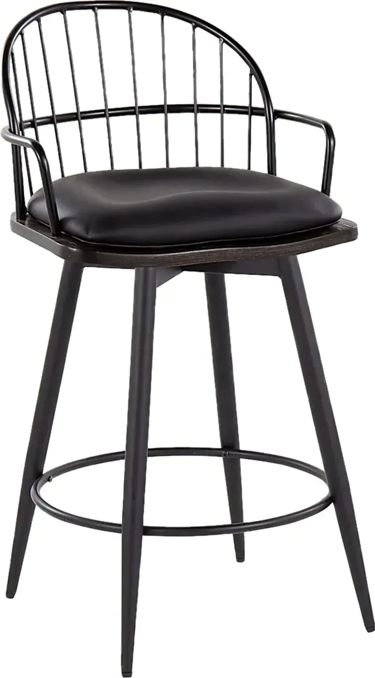 Charlias II Black Swivel Counter Height Stool, Set of 2