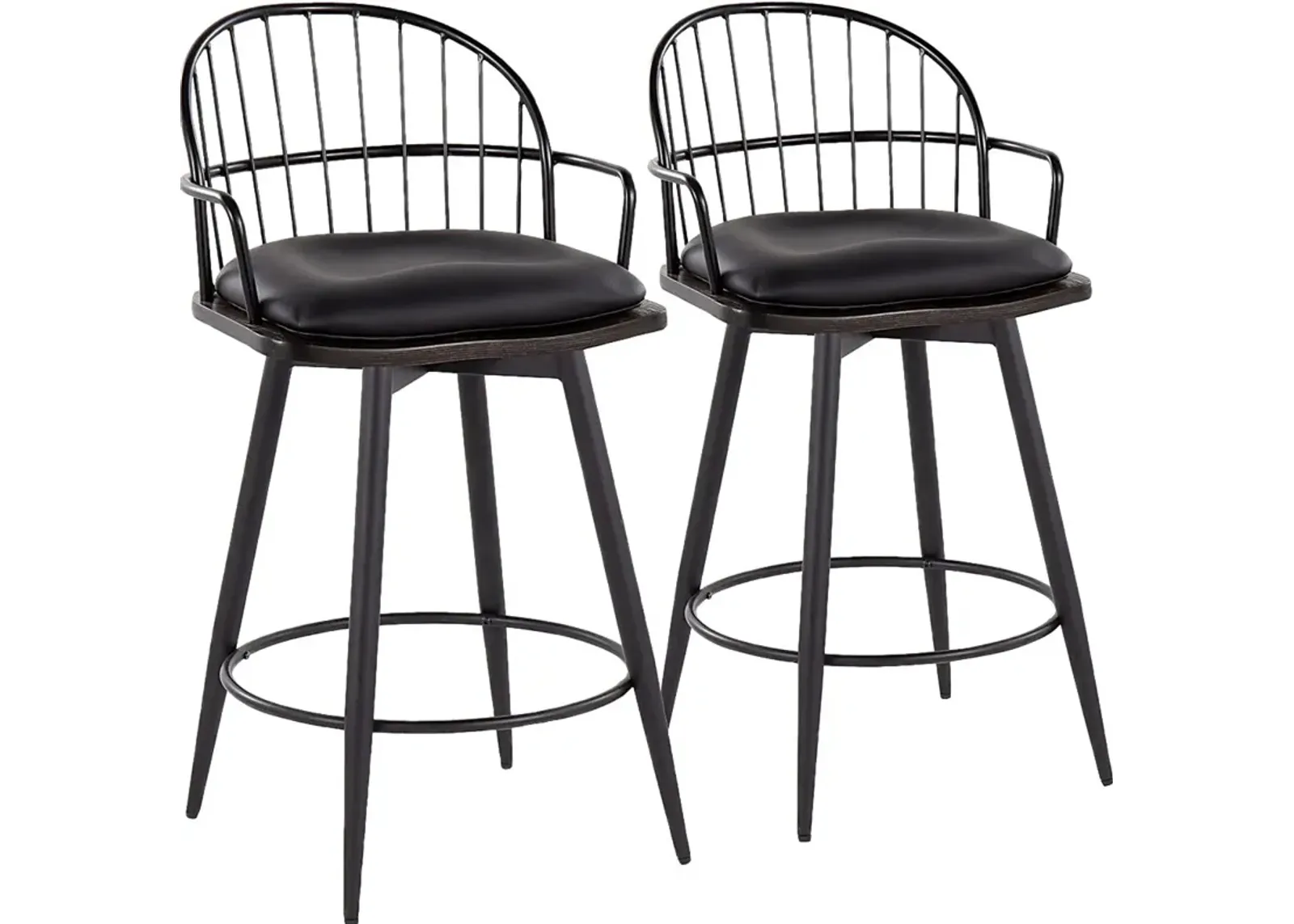 Charlias II Black Swivel Counter Height Stool, Set of 2