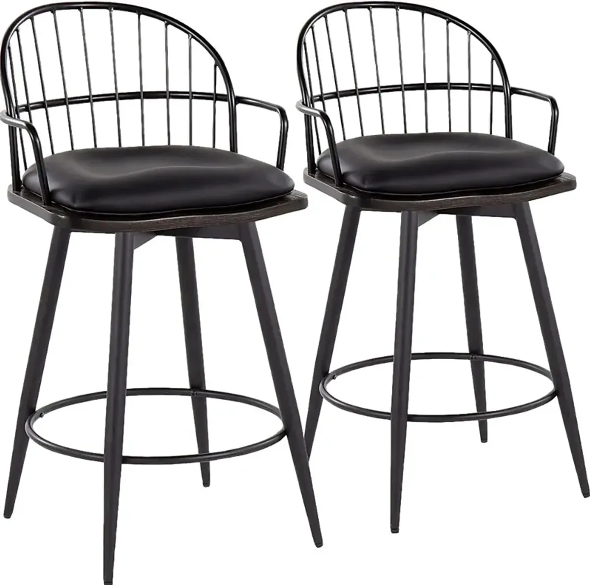 Charlias II Black Swivel Counter Height Stool, Set of 2