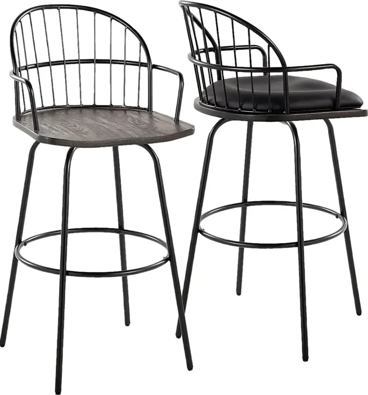 Charlias III Black Swivel Barstool, Set of 2