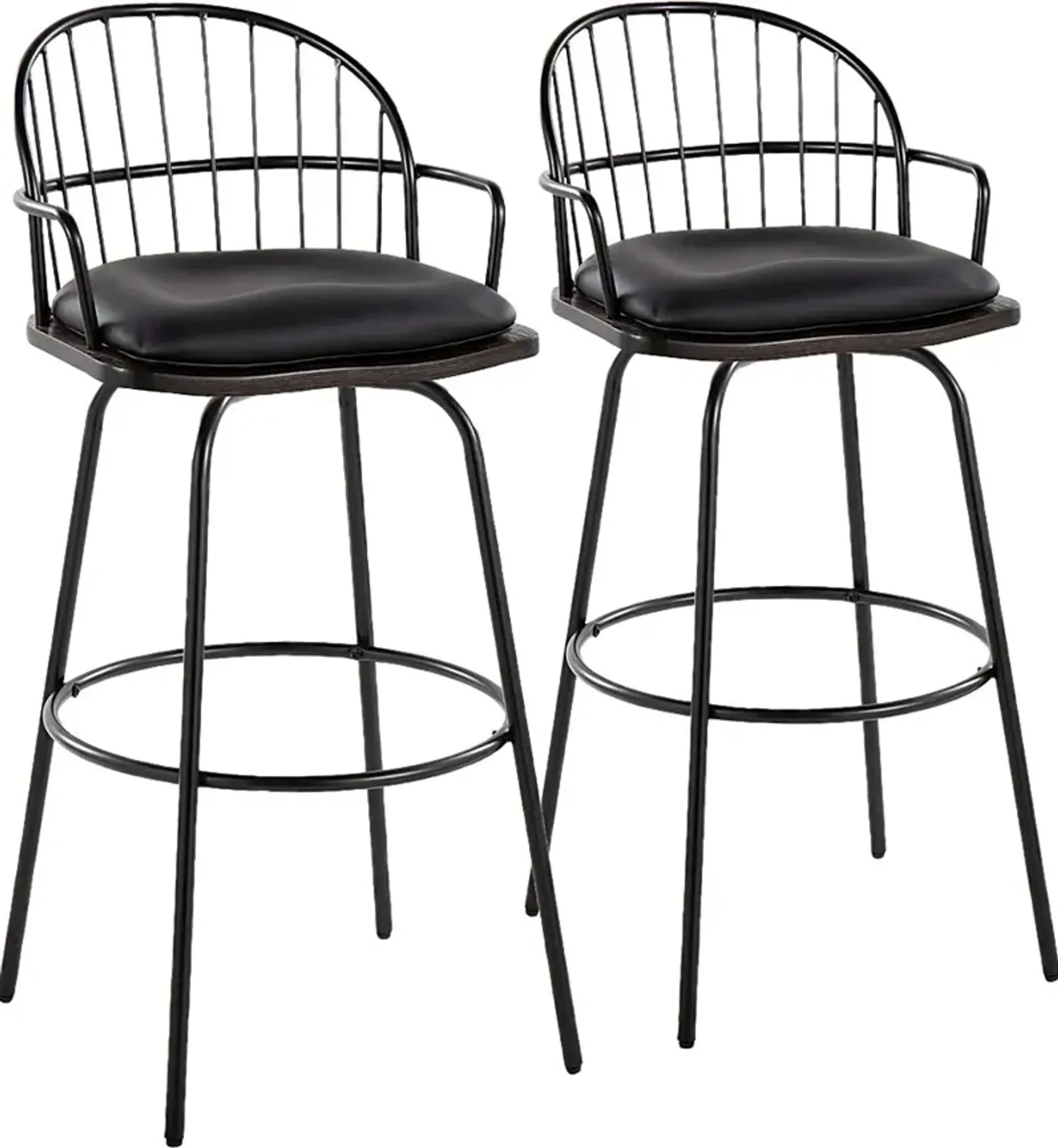 Charlias III Black Swivel Barstool, Set of 2