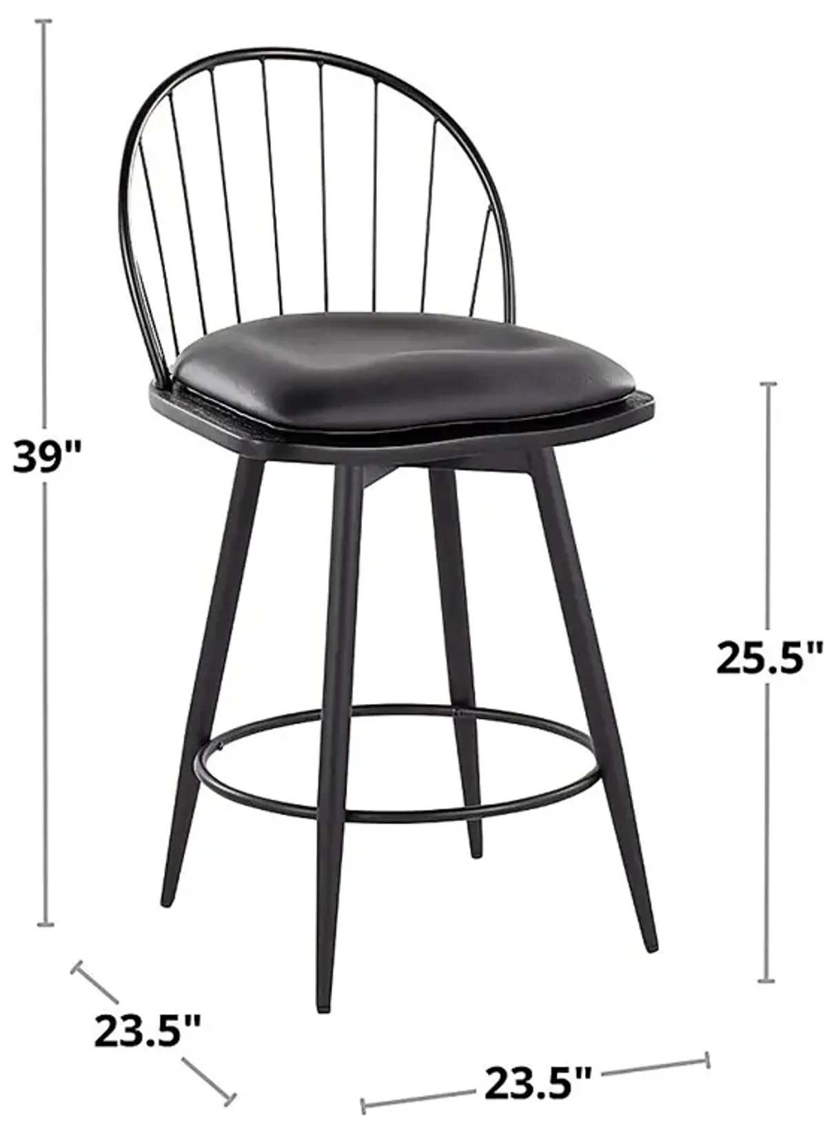 Charlias IV Black Swivel Counter Height Stool, Set of 2