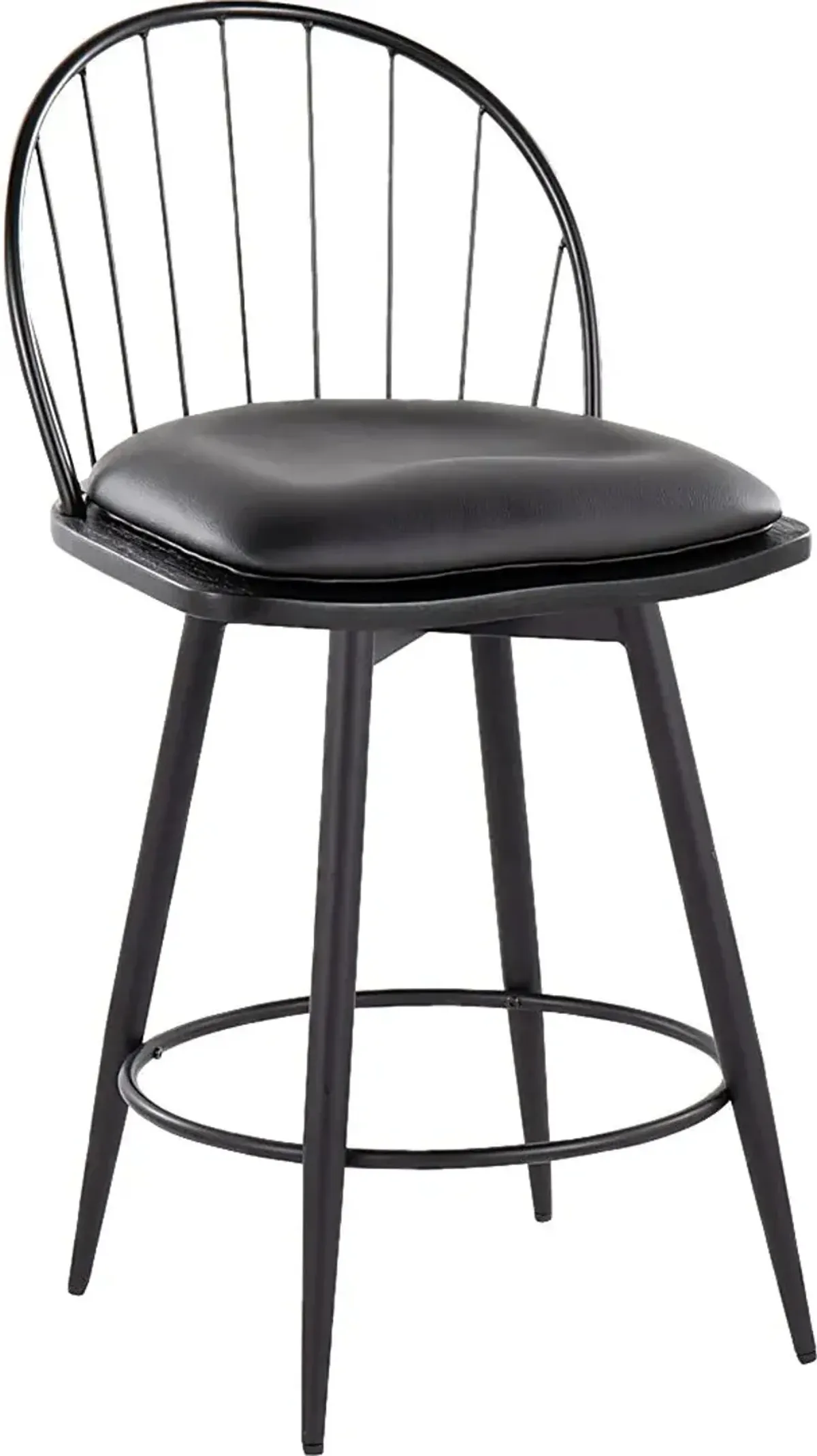 Charlias IV Black Swivel Counter Height Stool, Set of 2