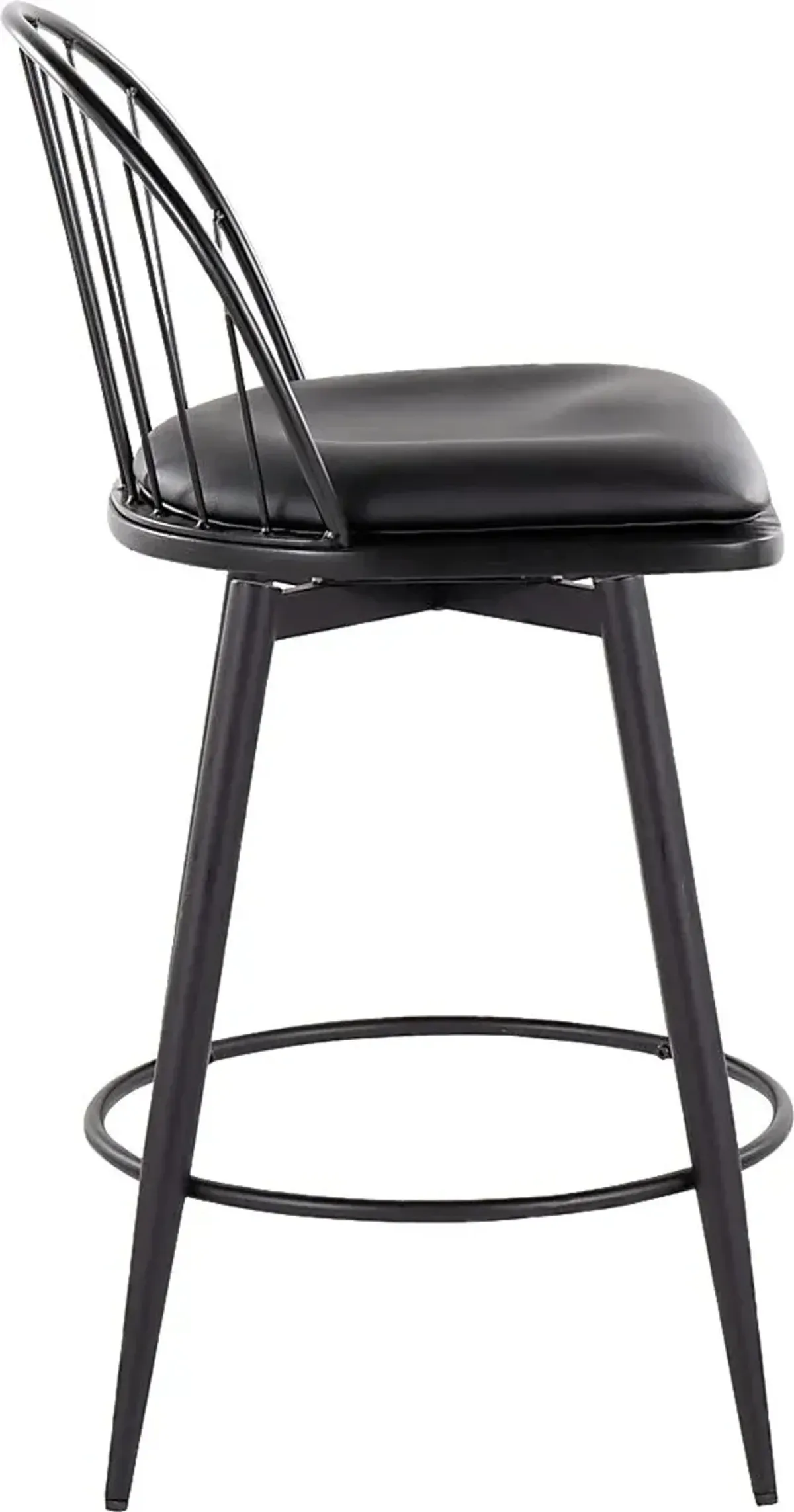 Charlias IV Black Swivel Counter Height Stool, Set of 2