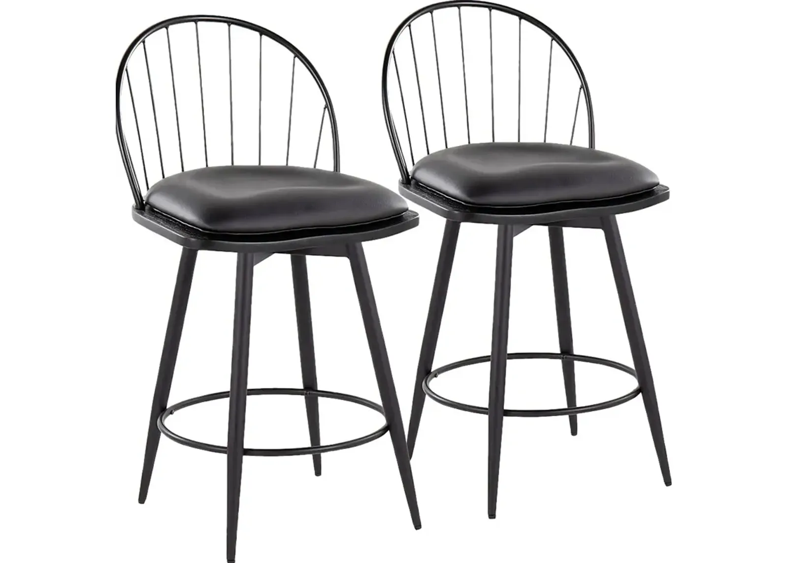 Charlias IV Black Swivel Counter Height Stool, Set of 2