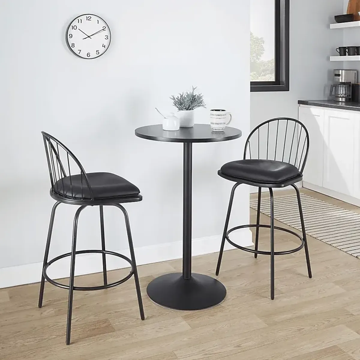 Charlias VI Black Swivel Counter Height Stool, Set of 2