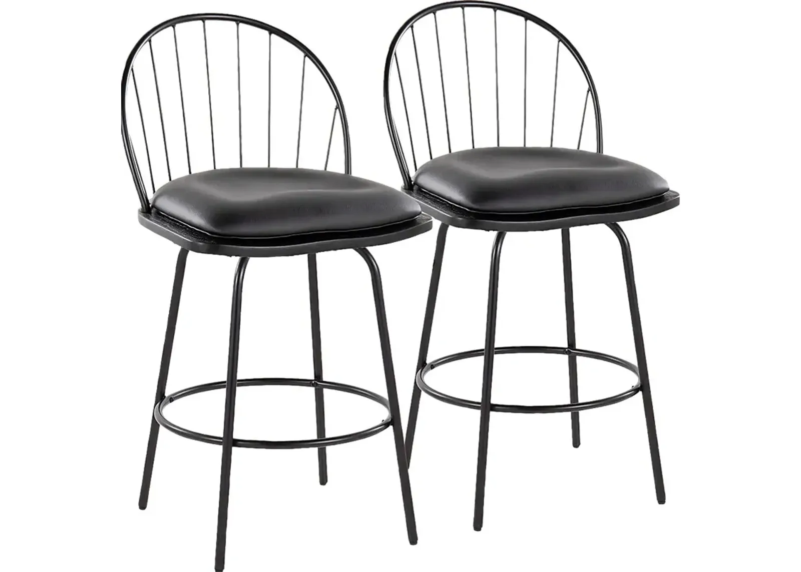 Charlias VI Black Swivel Counter Height Stool, Set of 2