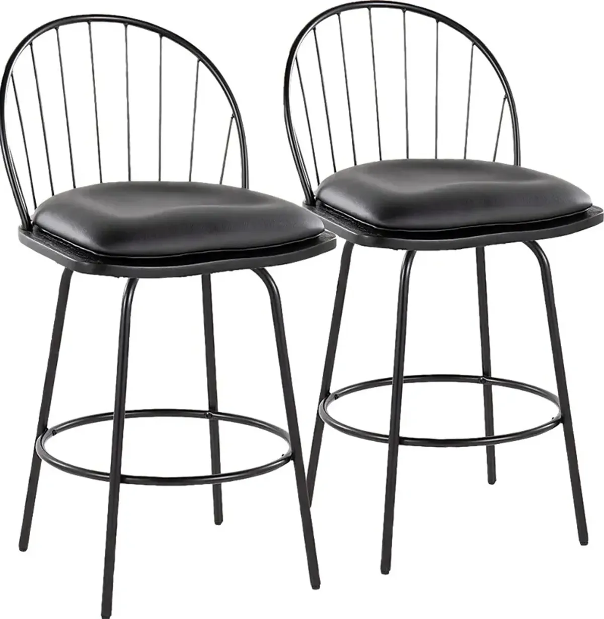 Charlias VI Black Swivel Counter Height Stool, Set of 2