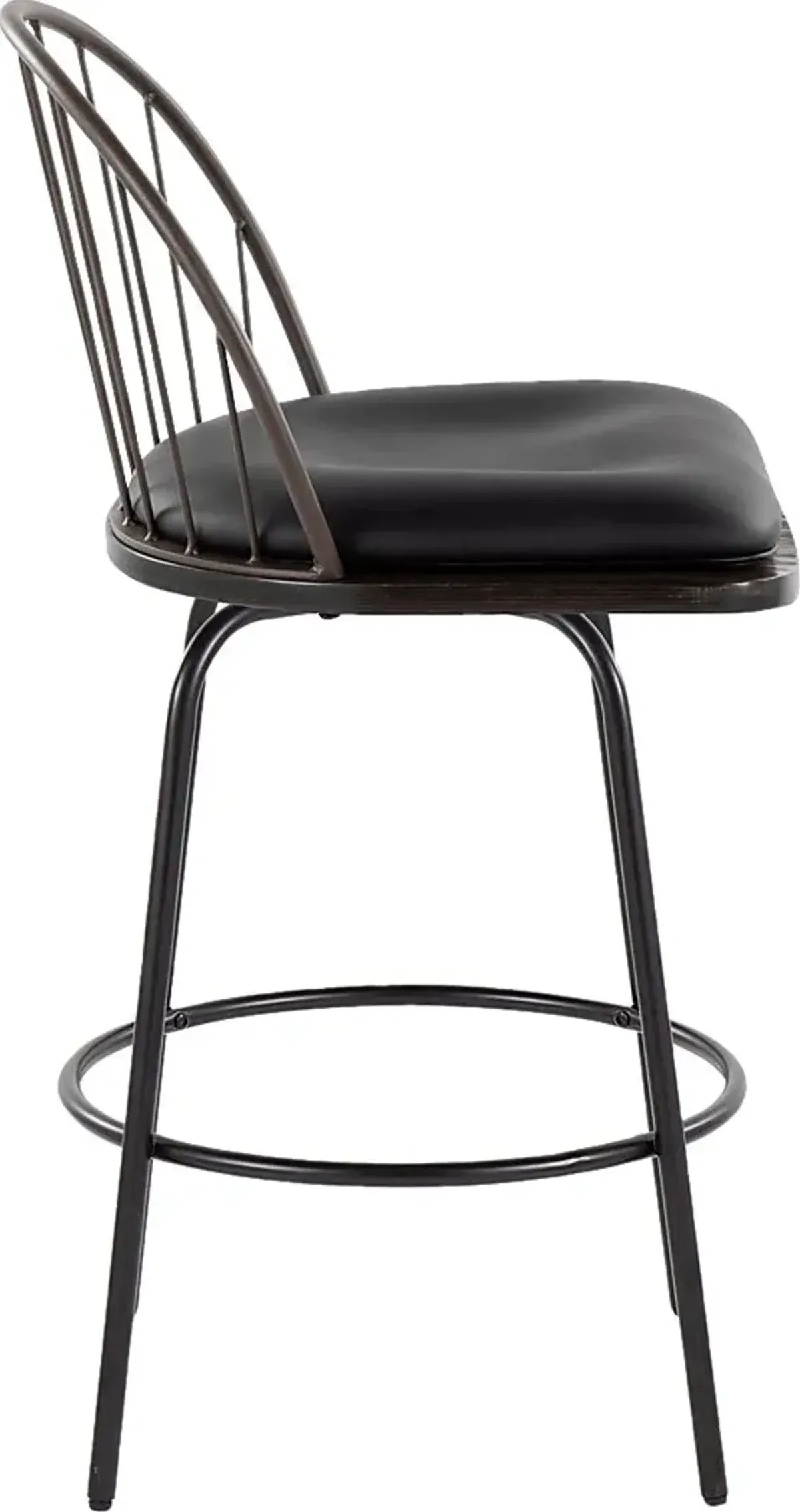 Charlias VII Black Swivel Counter Height Stool, Set of 2