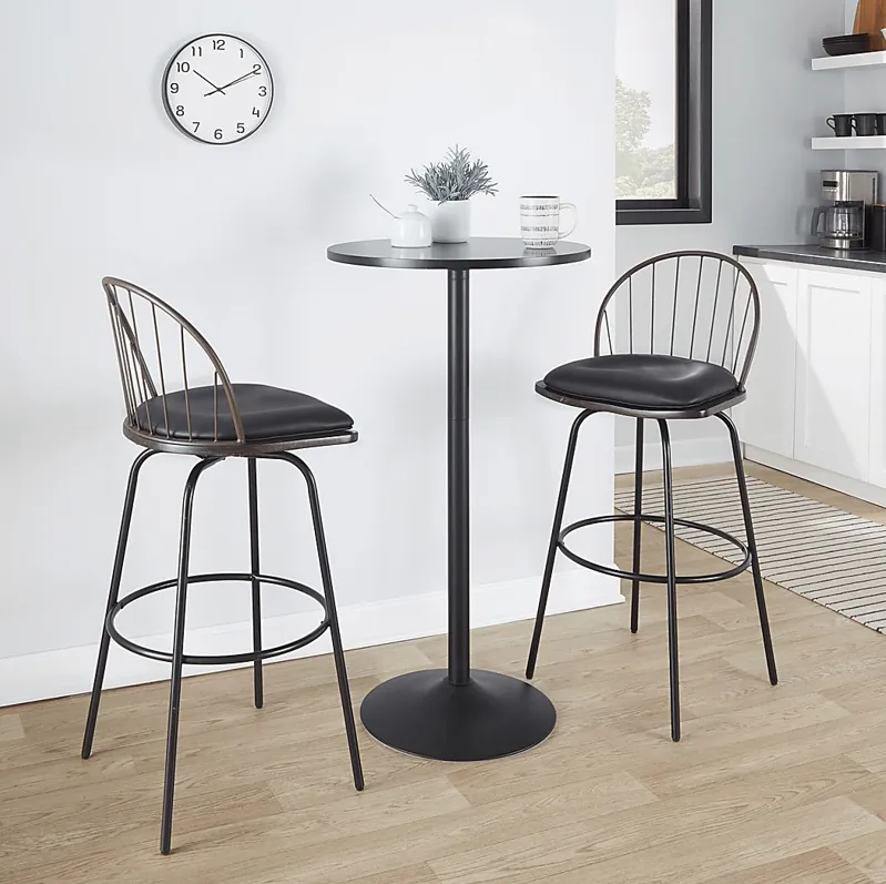 Charlias VII Black Swivel Barstool, Set of 2