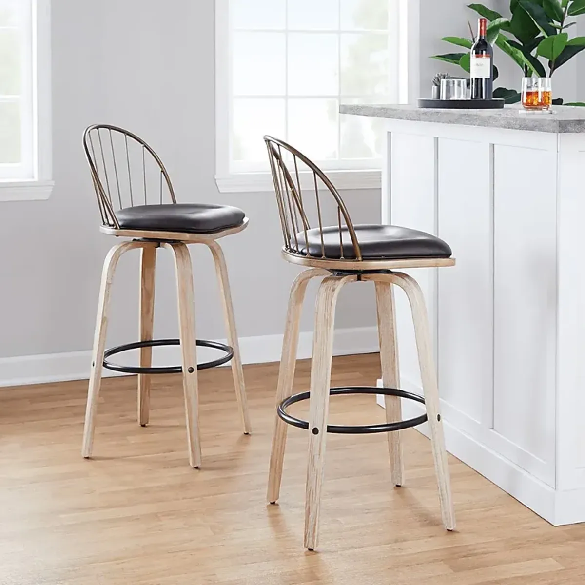 Charlias IX Brown Barstool, Set of 2