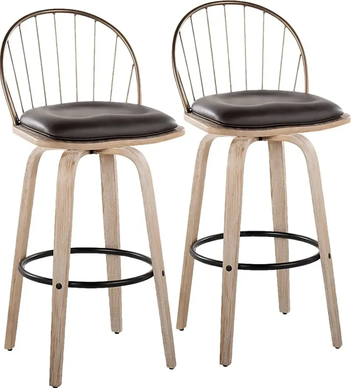 Charlias IX Brown Barstool, Set of 2