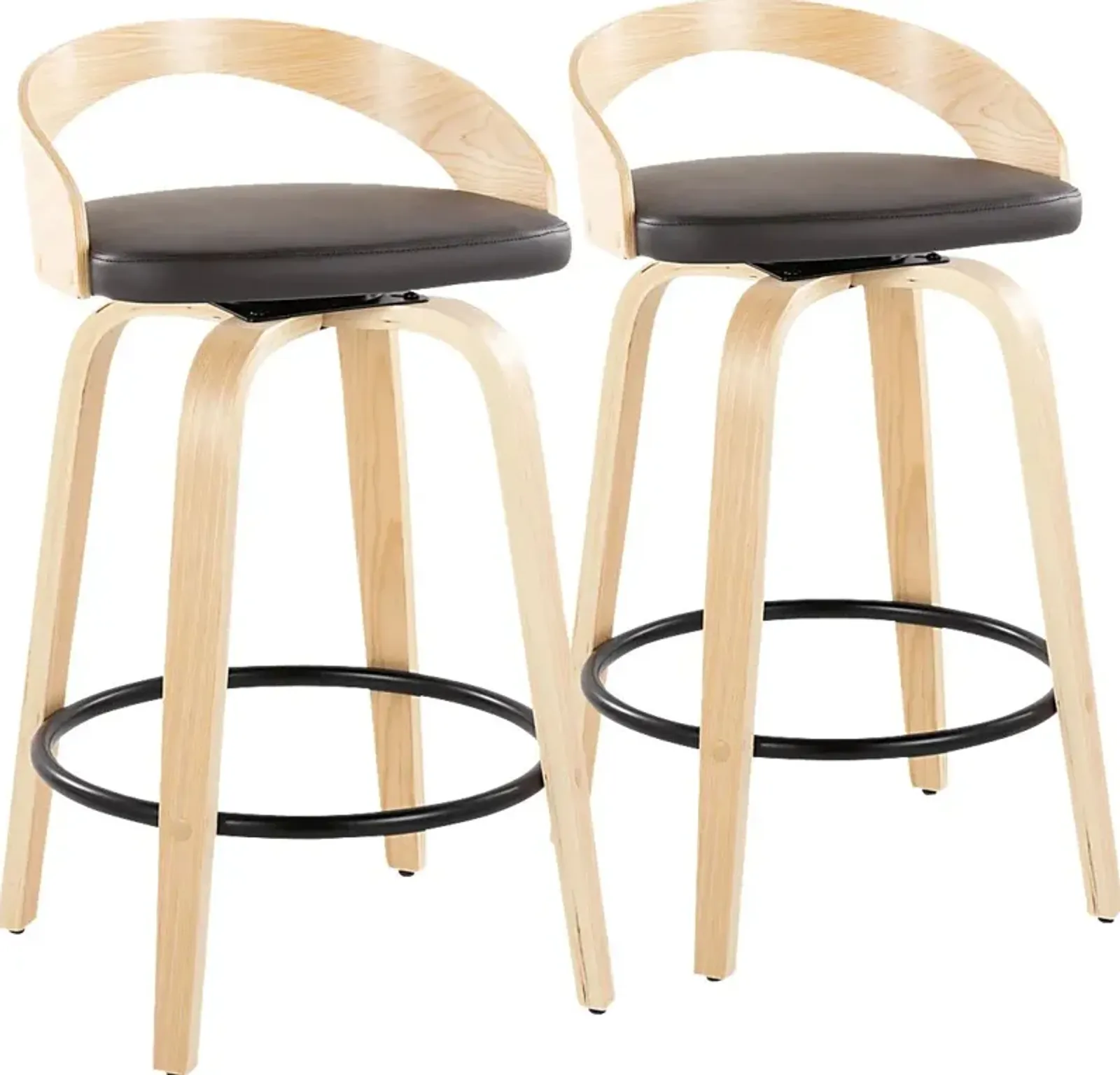 Zykan III Brown Swivel Counter Height Stool, Set of 2