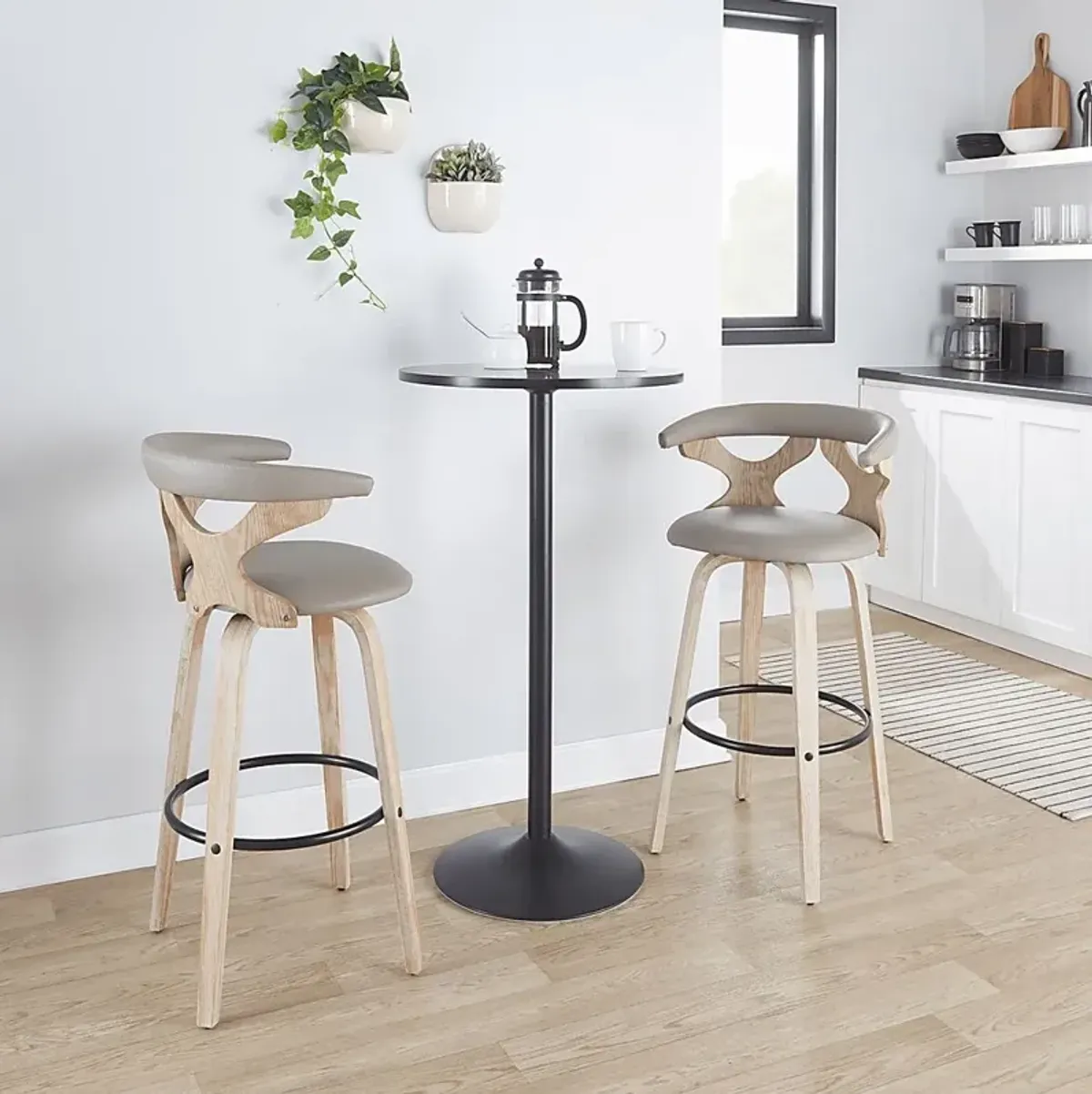 Cardeza III Light Gray Barstool, Set of 2