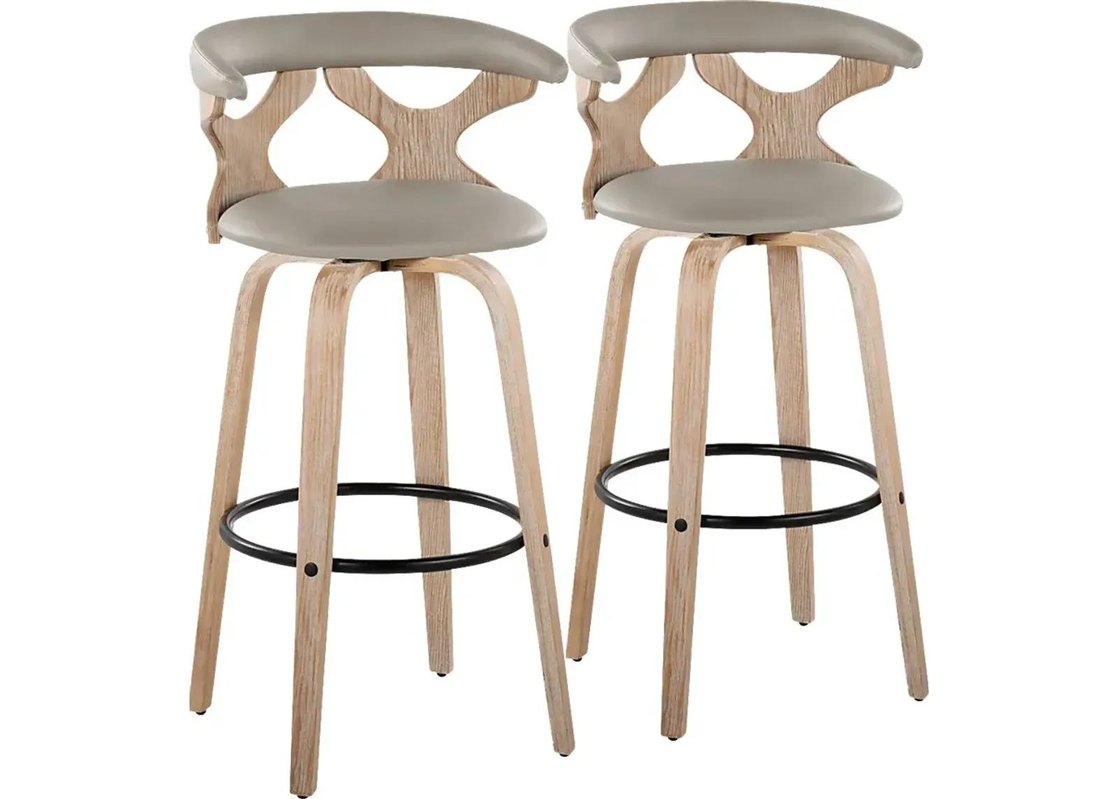 Cardeza III Light Gray Barstool, Set of 2