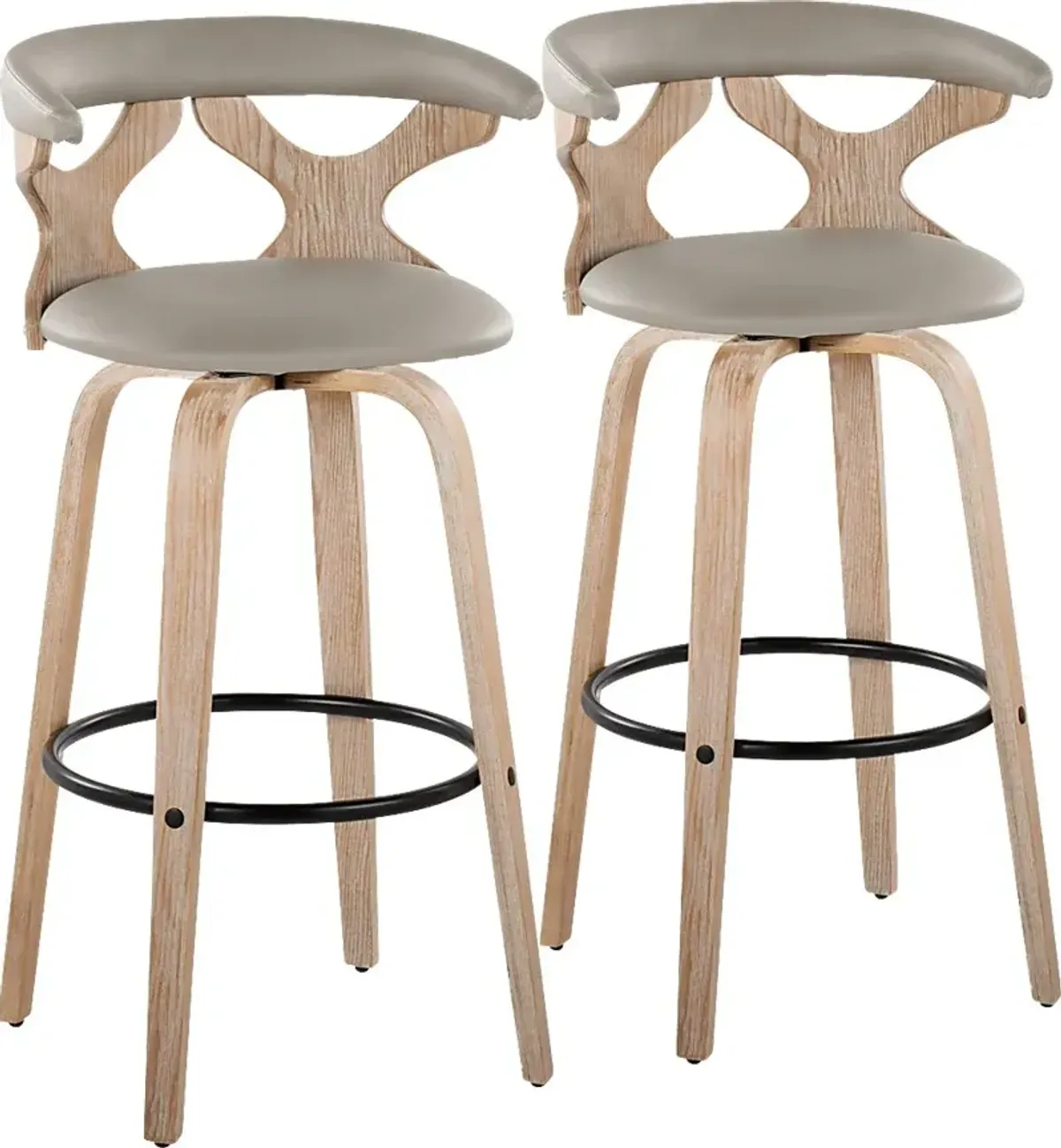 Cardeza III Light Gray Barstool, Set of 2