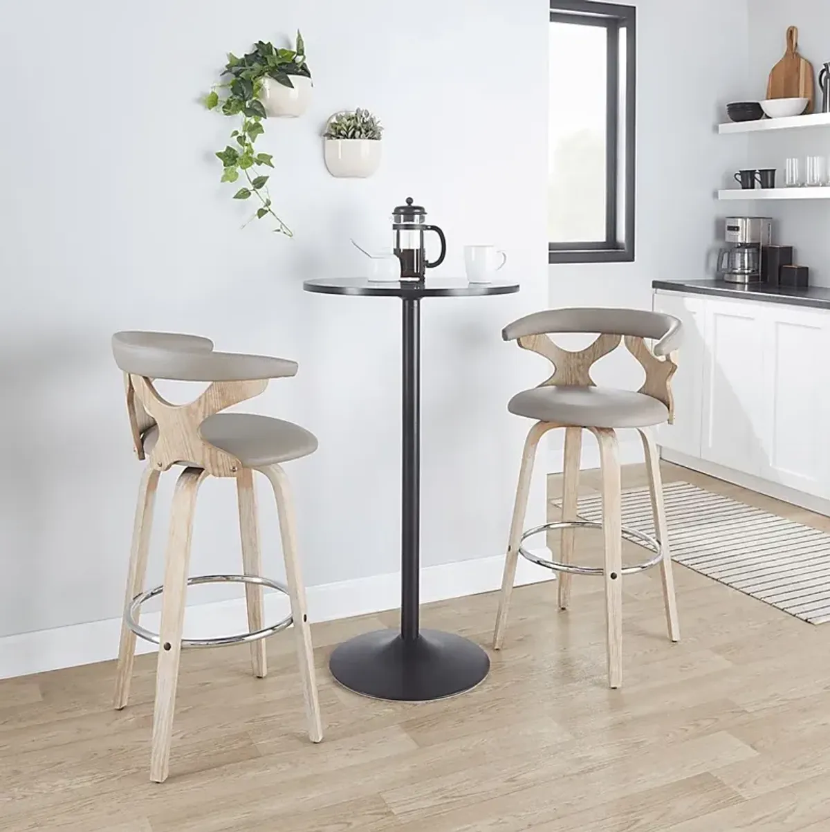 Cardeza Light Gray Barstool, Set of 2