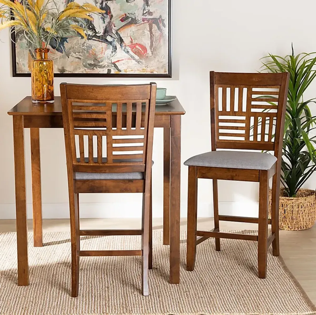 Whitla Walnut Brown Counter Stool, Set of 2