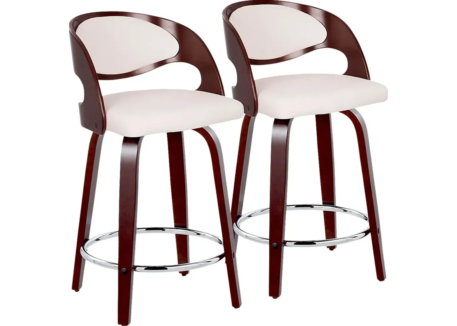 Tescord II White Swivel Counter Height Stool, Set of 2