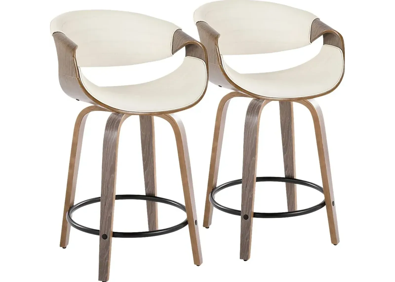 Lobolly I White Swivel Counter Height Stool, Set of 2