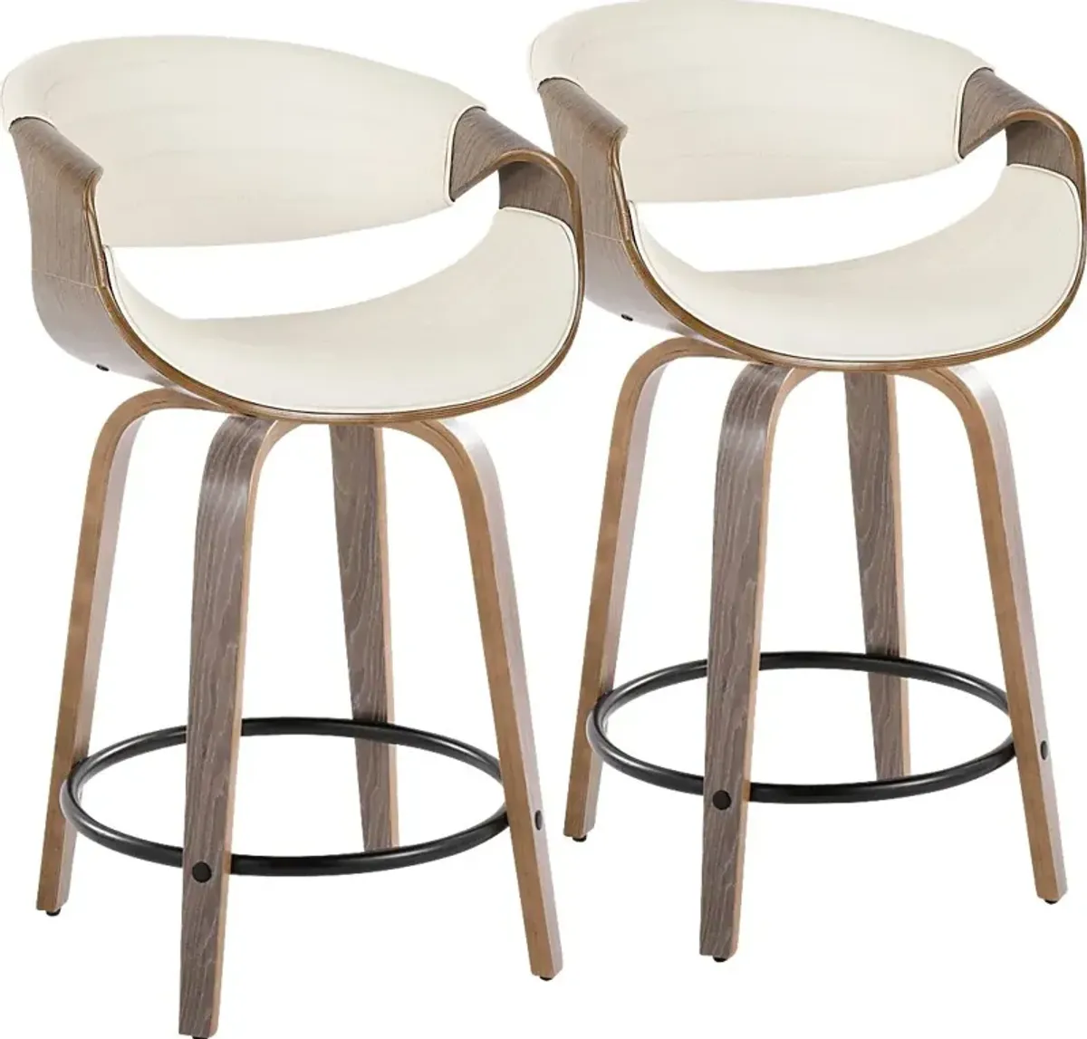 Lobolly I White Swivel Counter Height Stool, Set of 2