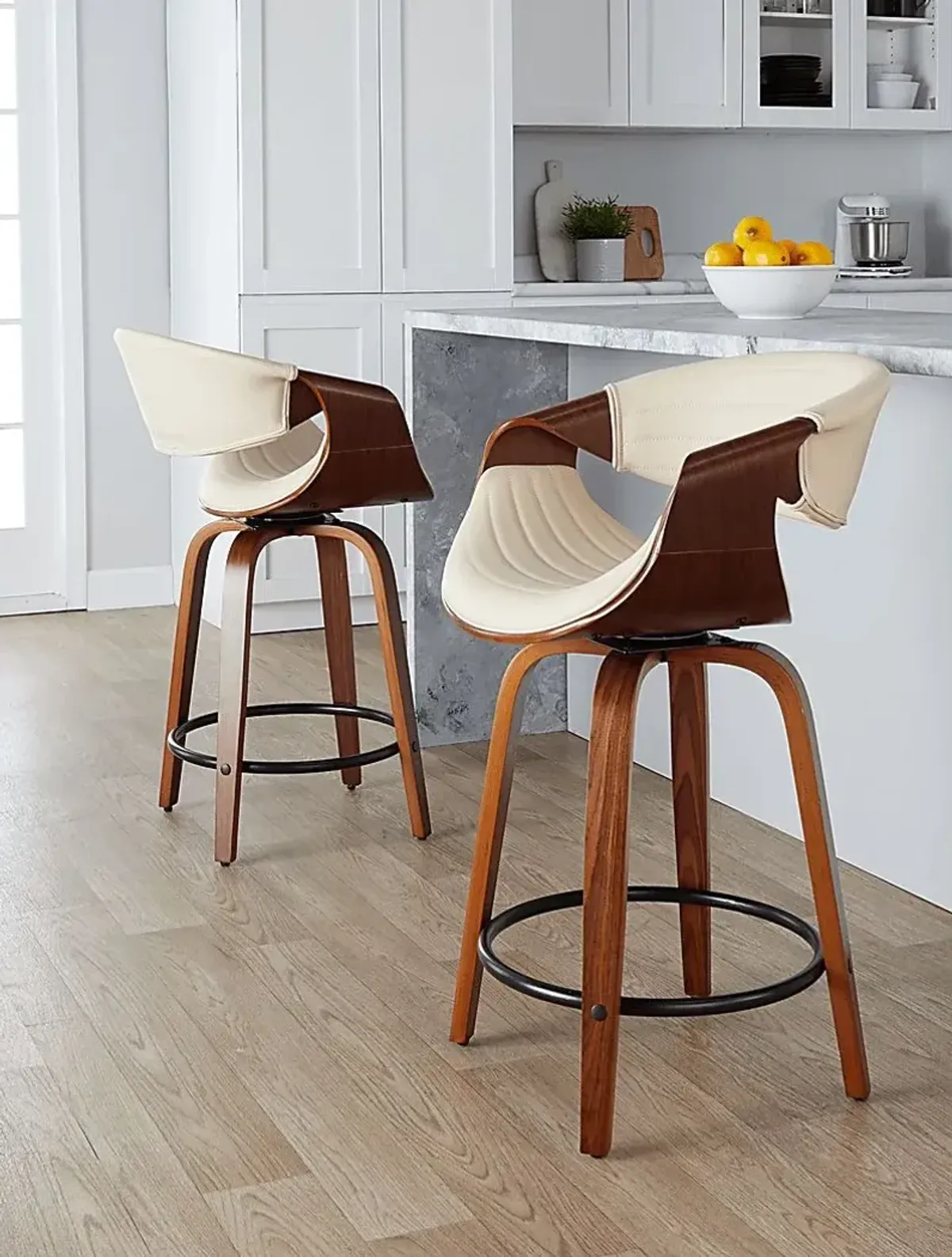 Lobolly II Cream Swivel Counter Height Stool, Set of 2