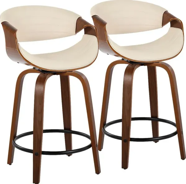 Lobolly II Cream Swivel Counter Height Stool, Set of 2