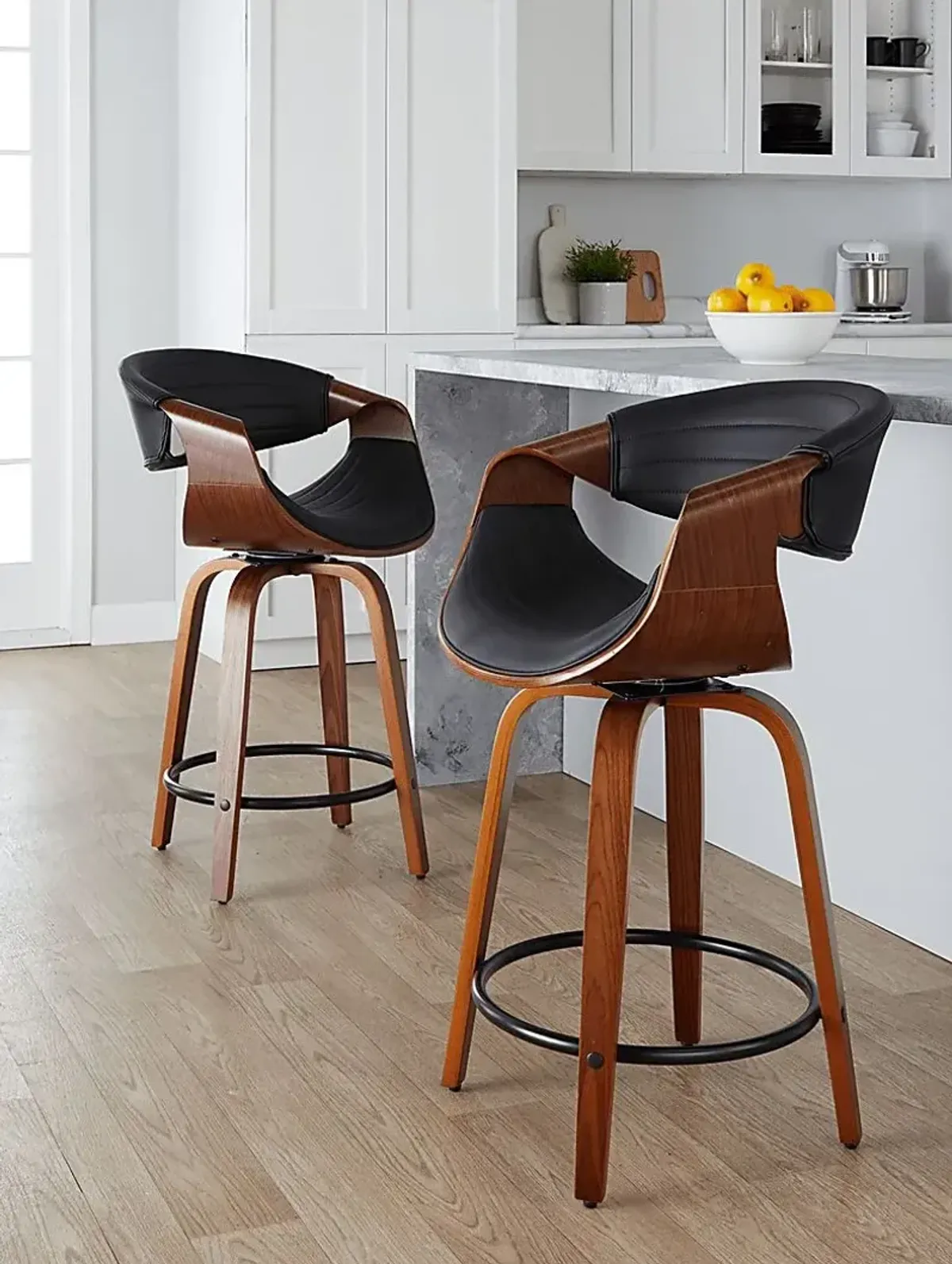 Lobolly II Black Swivel Counter Height Stool, Set of 2