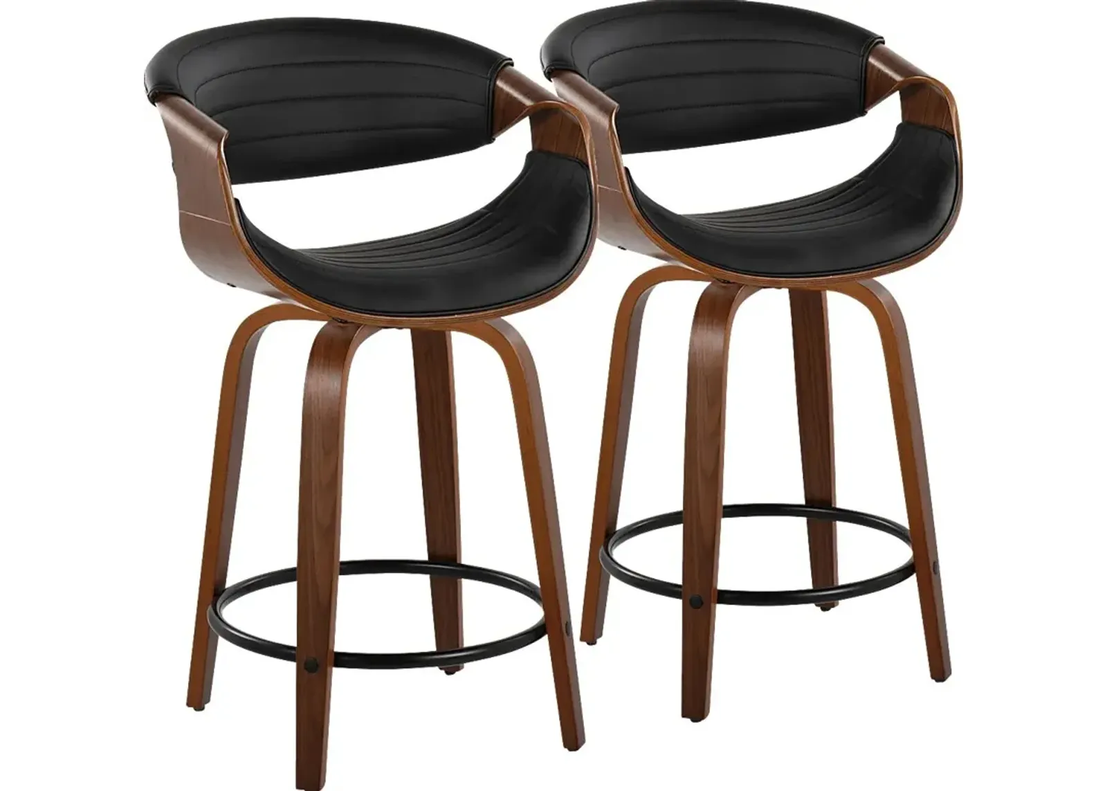 Lobolly II Black Swivel Counter Height Stool, Set of 2