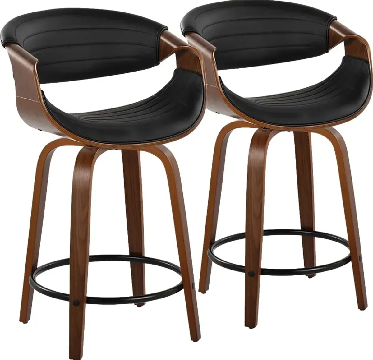 Lobolly II Black Swivel Counter Height Stool, Set of 2