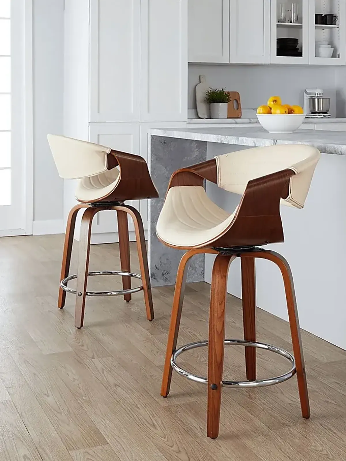 Loblolly III Cream Swivel Counter Height Stool, Set of 2