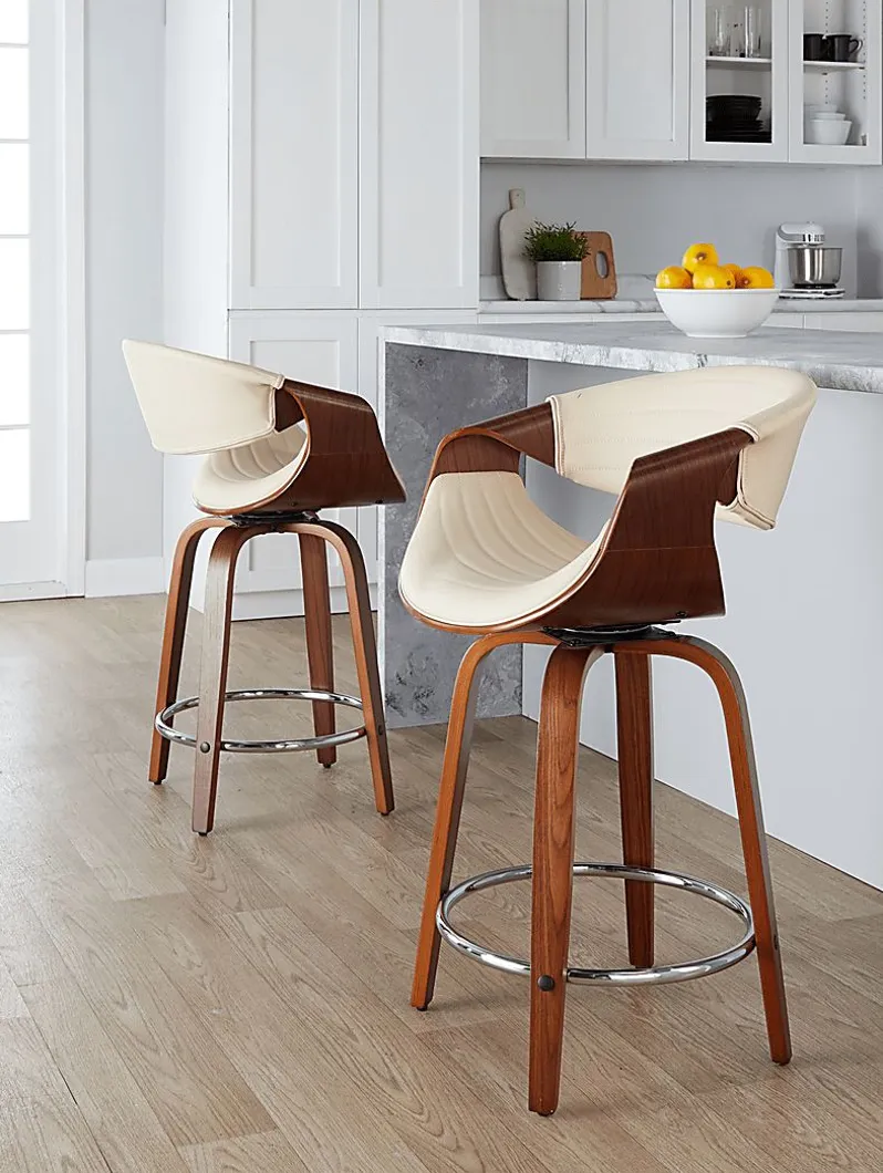 Loblolly III Cream Swivel Counter Height Stool, Set of 2