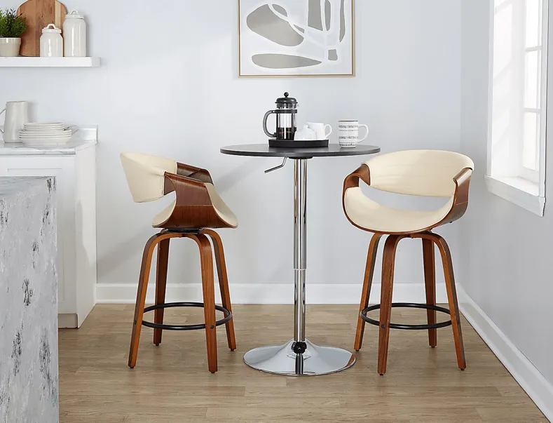 Loblolly V Cream Swivel Counter Height Stool, Set of 2