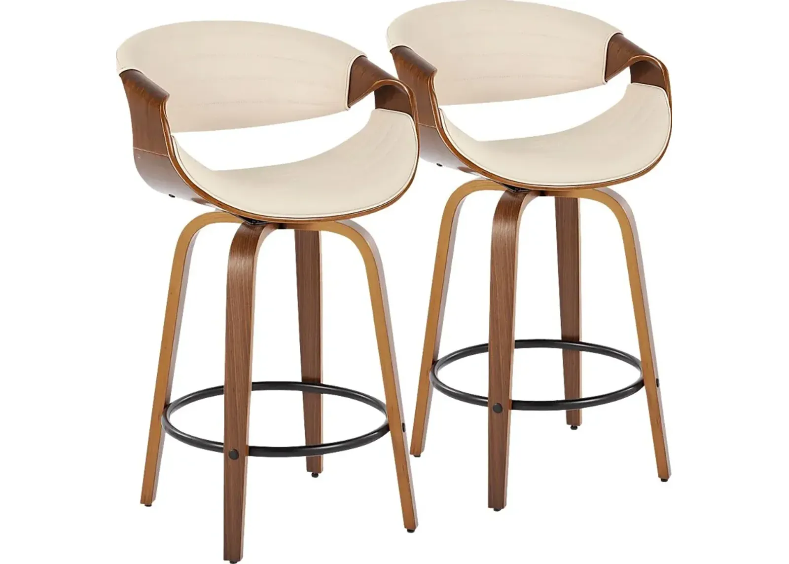 Loblolly V Cream Swivel Counter Height Stool, Set of 2