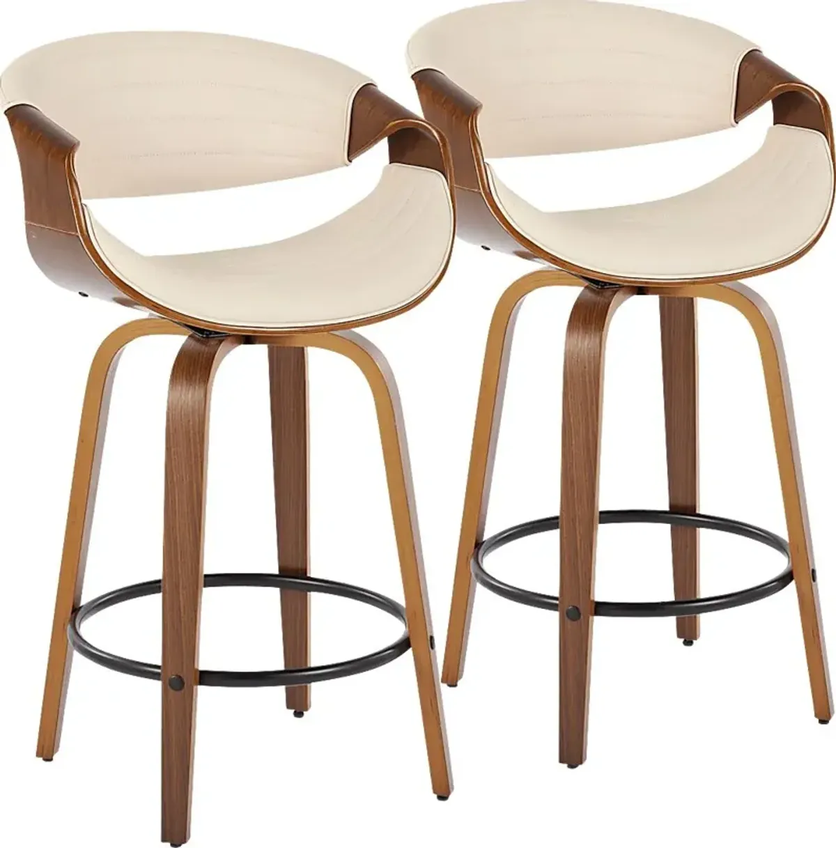 Loblolly V Cream Swivel Counter Height Stool, Set of 2